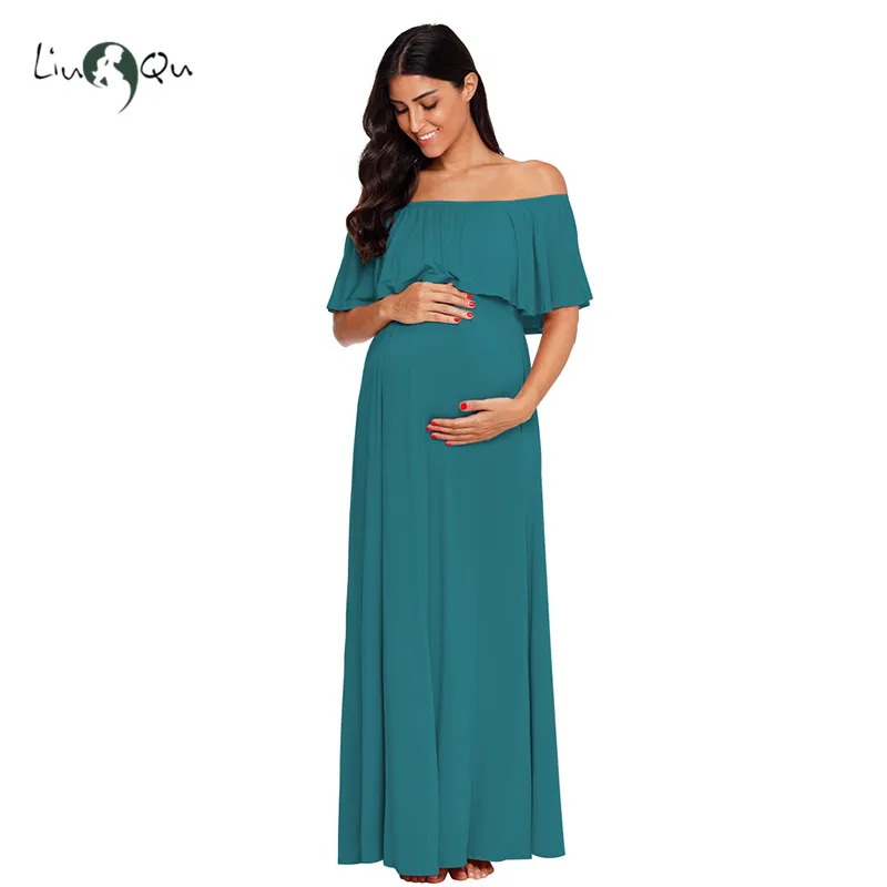 Women's Off Shoulder Ruffle Trim Maxi Maternity Dress Baby Shower Pregnancy Dresses maternity dresses for photo shoot vestidos 
Women's Off Shoulder Ruffle Trim Maxi Maternity Dress Baby Shower Pregnancy Dresses maternity dresses for photo shoot vestidos