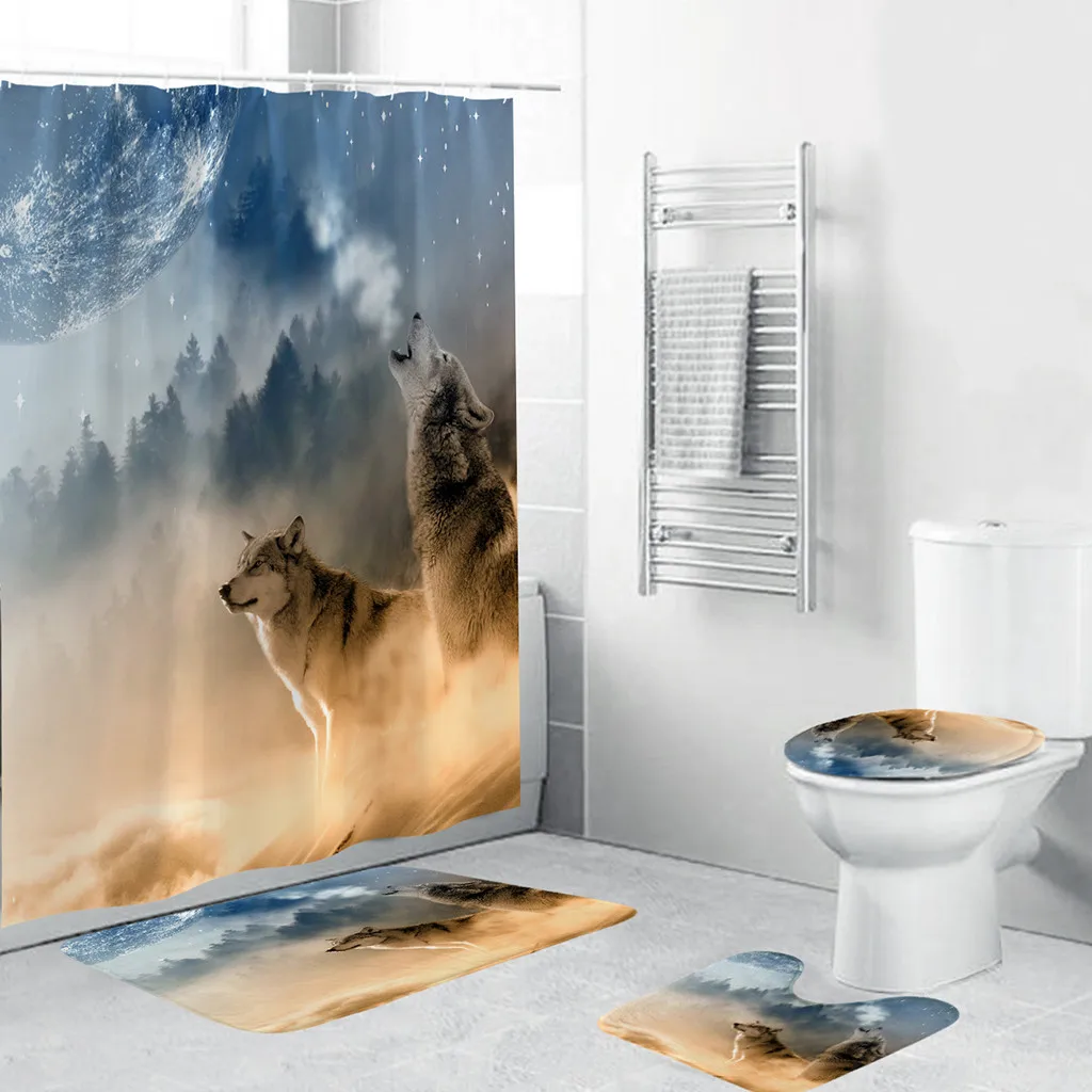 Bathroom Set 4PCS Rainbow Print Non Slip Toilet Polyester Cover Mat Set Bathroom Shower Curtain HomeDecor rideau de douche13AMY2
Bathroom Set 4PCS Rainbow Print Non Slip Toilet Polyester Cover Mat Set Bathroom Shower Curtain HomeDecor rideau de douche13AMY2