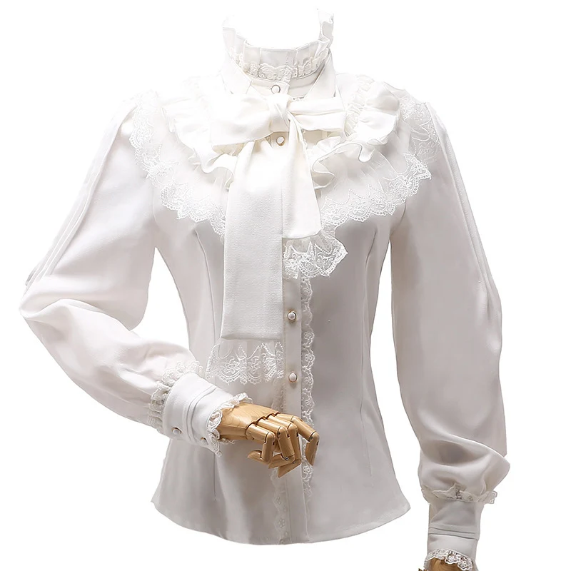 2019 Gothic Chiffon Ruffle Lace Blouse Long Sleeve Stand Collar Vintage Women's Shirt Elegant Lolita Blouse For Woman
2019 Gothic Chiffon Ruffle Lace Blouse Long Sleeve Stand Collar Vintage Women's Shirt Elegant Lolita Blouse For Woman