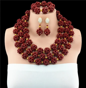 Exclusive Dark Red Nigerian Wedding African Jewelry Sets Gold Dubai Jewelry Set Indian Bridal Beads Set
Exclusive Dark Red Nigerian Wedding African Jewelry Sets Gold Dubai Jewelry Set Indian Bridal Beads Set