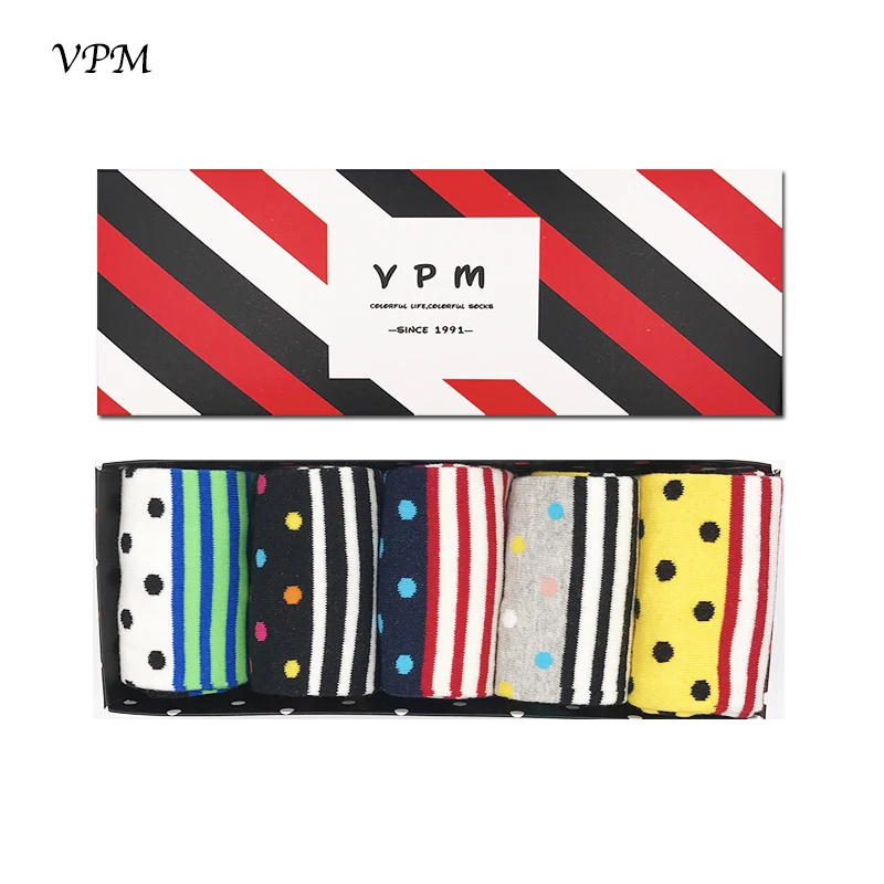 VPM 5 Pairs/Lot Eu 39-45 Cotton Men Crew Dress Socks Colorful Dots Stripe Happy Harajuku Funny Compression Socks Gift Box
VPM 5 Pairs/Lot Eu 39-45 Cotton Men Crew Dress Socks Colorful Dots Stripe Happy Harajuku Funny Compression Socks Gift Box