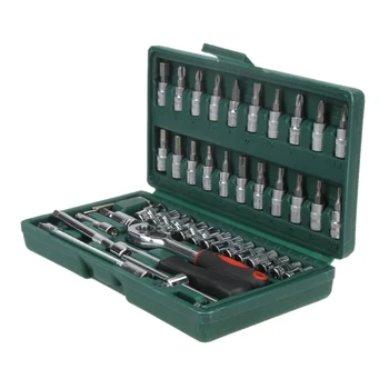 Professional 46Pcs Spanner Socket Set 1/4 inch Screwdriver Ratchet Wrench Kit Car Repair Tool Combination Repairing Hand Tools
Professional 46Pcs Spanner Socket Set 1/4 inch Screwdriver Ratchet Wrench Kit Car Repair Tool Combination Repairing Hand Tools