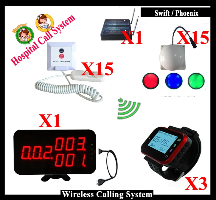 Wireless Nurse Calling System With 15 Patient nurse call button 1pcs K-4-C-USB 3 Watch 15 Corridor Light
Wireless Nurse Calling System With 15 Patient nurse call button 1pcs K-4-C-USB 3 Watch 15 Corridor Light