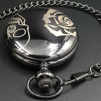 ELEGANT PLAIN BLACK SKULL ROSE Men's QUARTZ POCKET WATCH W/ CHAIN NICE XMAS GIFT H120
ELEGANT PLAIN BLACK SKULL ROSE Men's QUARTZ POCKET WATCH W/ CHAIN NICE XMAS GIFT H120