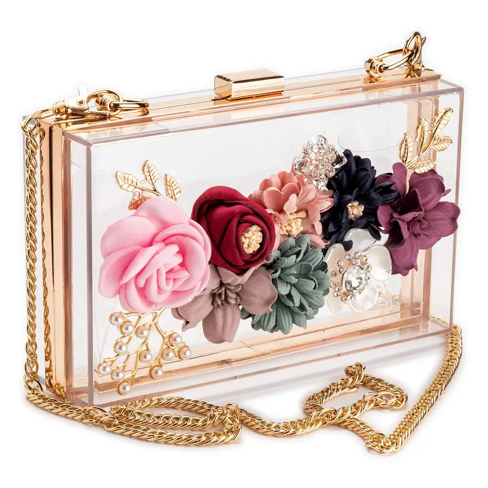 AUAU-Women PVC+ fabric Flower Clutches Crossbody Floral Purse With Gold Chain Pearls Beaded Evening Bags For Wedding Prom Banq
AUAU-Women PVC+ fabric Flower Clutches Crossbody Floral Purse With Gold Chain Pearls Beaded Evening Bags For Wedding Prom Banq