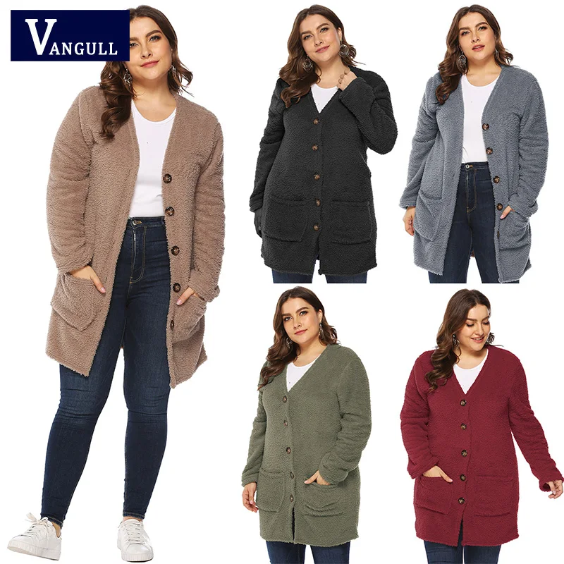 VANGULL/зимнее пальто с мехом Женская куртка большие размеры теплые плюшевые