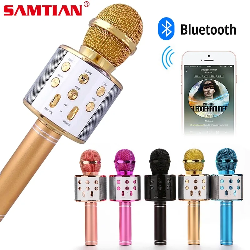 

WS858 Wireless Bluetooth Microphone Karaoke Speaker High-end Version Mic KTV Player Phone Mike For Computer Stage Conference