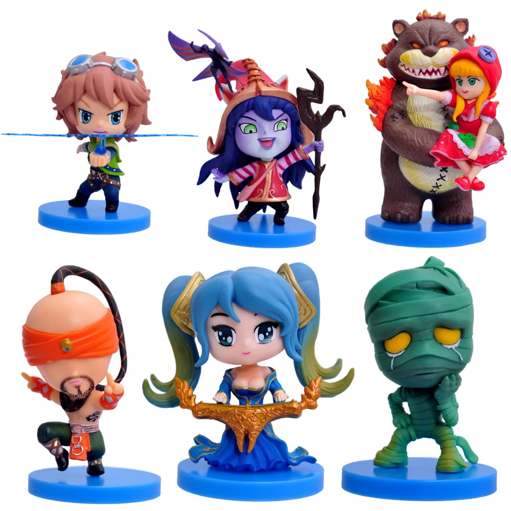 2016 NEW Hot Action Figure Toys 6pcs/set 8CM Annie Amumu Lulu Sona Lee Sin Ezreal Cool Christmas gift doll
2016 NEW Hot Action Figure Toys 6pcs/set 8CM Annie Amumu Lulu Sona Lee Sin Ezreal Cool Christmas gift doll