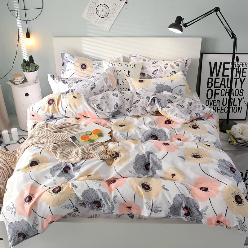 Pink yellow gray flower bed set white bed sheet with leaves printed super king size home bedclothes king size bedding set cover
Pink yellow gray flower bed set white bed sheet with leaves printed super king size home bedclothes king size bedding set cover