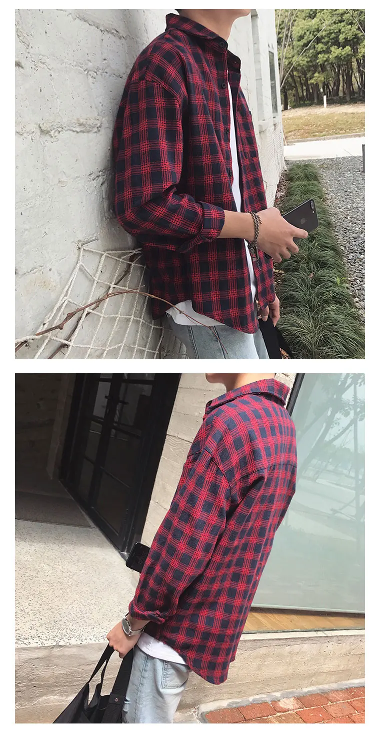 New Cotton Korean Style Clothe Fashion Streetwear Spring Summer Autumn Slim Fit Plaid Men Shirt Long Sleeve S-3XL New Cotton Korean Style Clothe Fashion Streetwear Spring Summer Autumn Slim Fit Plaid Men Shirt Long Sleeve S-3XL