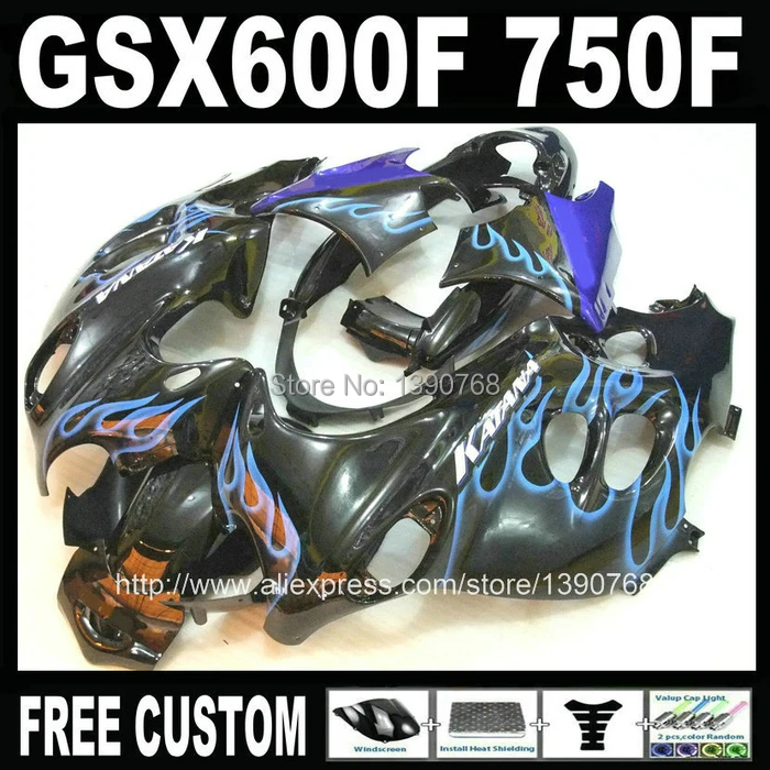 Free customize fairing kit for SUZUKI KATANA GSX600F 2003 2004 2005 2006 blue flames in black fairings set GSX750F 03-06 HM40
Free customize fairing kit for SUZUKI KATANA GSX600F 2003 2004 2005 2006 blue flames in black fairings set GSX750F 03-06 HM40
