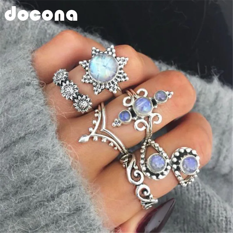 docona Vintage Colorful Rhinestone Sun Flower Ring Set for Women Boho Silver Color Opal Carved Finger Midi Rings 6pcs/1set 6096
docona Vintage Colorful Rhinestone Sun Flower Ring Set for Women Boho Silver Color Opal Carved Finger Midi Rings 6pcs/1set 6096