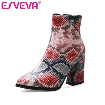 ESVEVA 2020 Women Shoes Ankle Boots Square Med Heel Motorcycle Snakeskin PU Leather Pointed Toe Platform Short Boots Size 34-43
ESVEVA 2020 Women Shoes Ankle Boots Square Med Heel Motorcycle Snakeskin PU Leather Pointed Toe Platform Short Boots Size 34-43