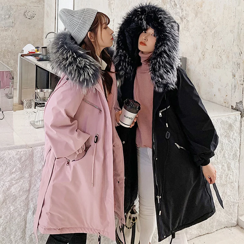 Winter plus velvet thick down jacket coat female outerwear fur coat women long section large fur collar cotton coat
Winter plus velvet thick down jacket coat female outerwear fur coat women long section large fur collar cotton coat
