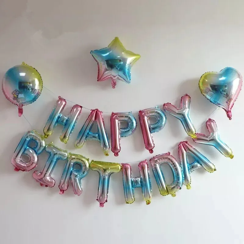 16pcs/set Gradient colorful balloons Star Heart Round Happy birthday letter ballons Party Wedding Decoration Baby Shower Gift
16pcs/set Gradient colorful balloons Star Heart Round Happy birthday letter ballons Party Wedding Decoration Baby Shower Gift