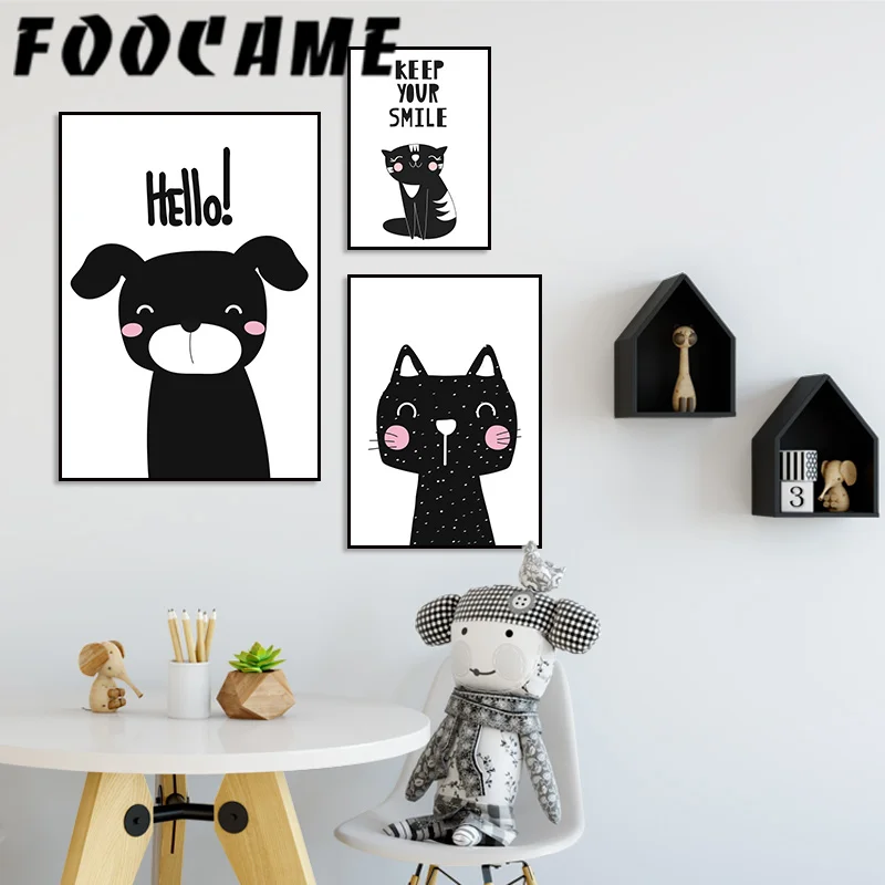 FOOCAME Cartoon Dog Cat Funny Nordic Posters and Prints Wall Art Canvas Painting Decoration Pictures Baby Nursery Room Decor
FOOCAME Cartoon Dog Cat Funny Nordic Posters and Prints Wall Art Canvas Painting Decoration Pictures Baby Nursery Room Decor
