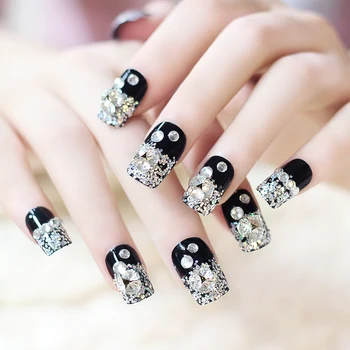 New 24pieces (Pre-glue) Mysterious black crystal Decoration Manicure 3D Long Fake false Sticker Faux Nails Tips With free Glue
New 24pieces (Pre-glue) Mysterious black crystal Decoration Manicure 3D Long Fake false Sticker Faux Nails Tips With free Glue