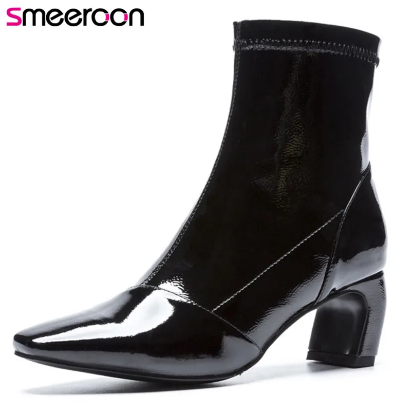 Smeeroon fashion autumn cow leather boots zip high heels pointed toe women boots high quality ankle boots 2018 new arrival black
Smeeroon fashion autumn cow leather boots zip high heels pointed toe women boots high quality ankle boots 2018 new arrival black