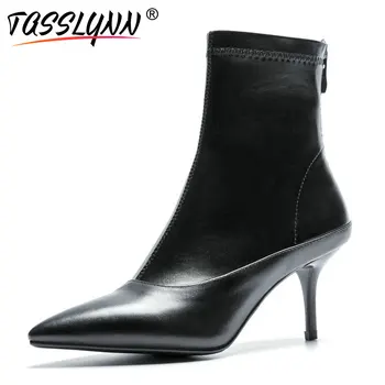 TASSLYNN 2018 Women Boots Thin High Heels Autumn Woman Shoes Sexy Ankle Boots Slip on Pointed Toe Cow Leather Shoes Size 34-39
TASSLYNN 2018 Women Boots Thin High Heels Autumn Woman Shoes Sexy Ankle Boots Slip on Pointed Toe Cow Leather Shoes Size 34-39
