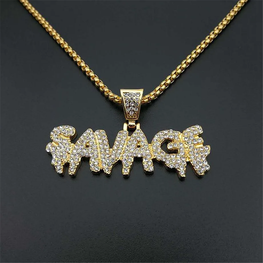 Hip Hop Iced Out Bling Letter SAVAGE Pendant Male Gold Color Stainless Steel Cubic Zirconia Tennis Necklace For Men Jewelry Gift
Hip Hop Iced Out Bling Letter SAVAGE Pendant Male Gold Color Stainless Steel Cubic Zirconia Tennis Necklace For Men Jewelry Gift