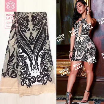 Black Color African Sequins Net Lace Fabric Sexy Dresses Material For Noble Lady Wedding Evening Laces Sequined Embroidered Lace
Black Color African Sequins Net Lace Fabric Sexy Dresses Material For Noble Lady Wedding Evening Laces Sequined Embroidered Lace