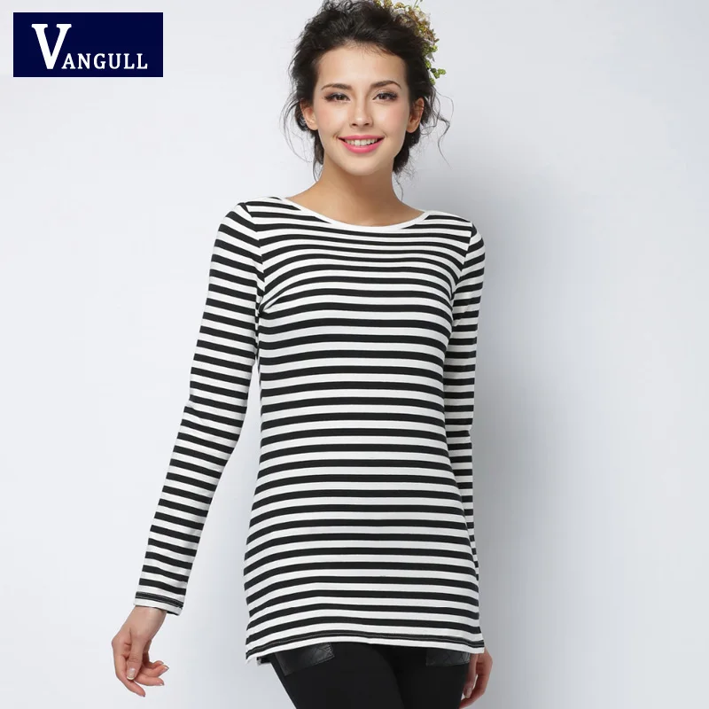 Vangull 2018 new fashion t-shirt women clothing sexy tops tee blusas long sleeve Striped Print O-Neck Black White Tees t shirts
Vangull 2018 new fashion t-shirt women clothing sexy tops tee blusas long sleeve Striped Print O-Neck Black White Tees t shirts