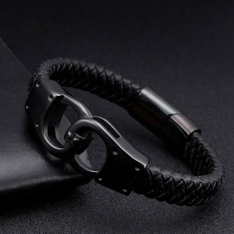 Black Genuine Leather Vintage Braided Charm Cuff Bracelets Trendy Handcuffs Stainless Steel Men Bracelets Bangles Sporty Jewelry
Black Genuine Leather Vintage Braided Charm Cuff Bracelets Trendy Handcuffs Stainless Steel Men Bracelets Bangles Sporty Jewelry