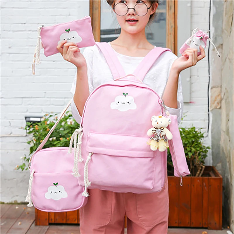 Women Girls Backpack Canvas Cloud Pattern Composite Bag Cute Bear doll Casual Schoolbag Suit Shoulder Bag
Women Girls Backpack Canvas Cloud Pattern Composite Bag Cute Bear doll Casual Schoolbag Suit Shoulder Bag