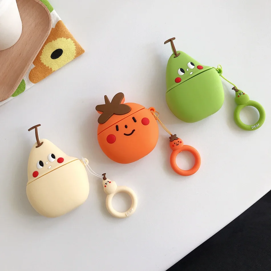 3D Silicone Earphone Case For AirPods 2 Case Cute Cartoon Fruit Pear Cover For Apple Air pods Headphone Case Finger Ring Strap
3D Silicone Earphone Case For AirPods 2 Case Cute Cartoon Fruit Pear Cover For Apple Air pods Headphone Case Finger Ring Strap