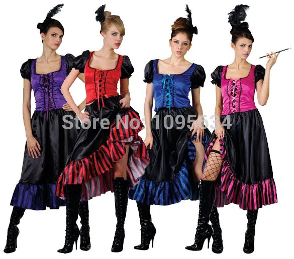 Womens Renaissance Costume Burlesque Dancer Flapper Can Can Fancy Dress Adult