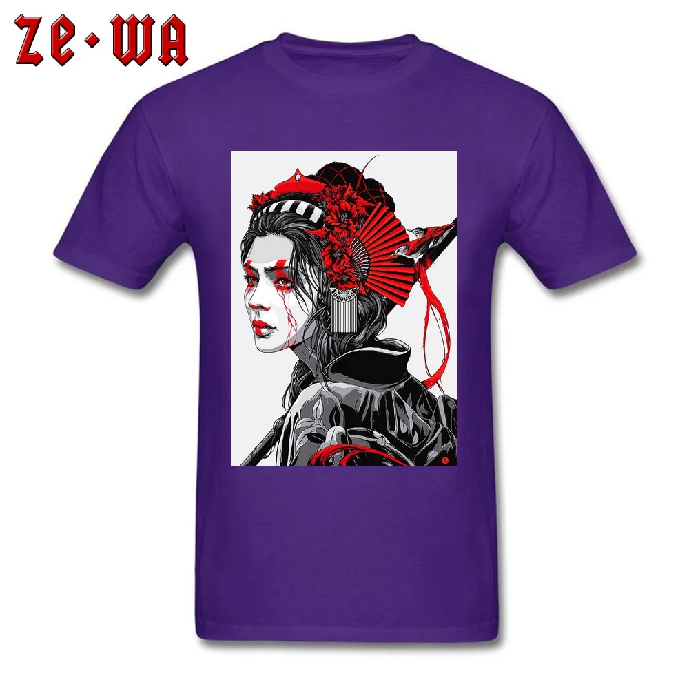 Geisha Japanese Women Hairstyle 3D Printed Summer Autumn 100% Cotton Round Neck Young Tops Shirts Tshirts Prevalent T-shirts Geisha Japanese Women Hairstyle purple