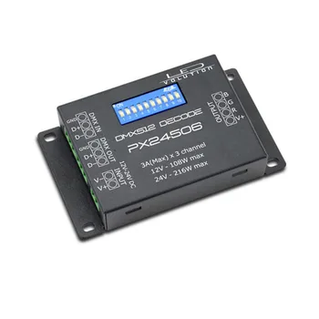 12-24VDC input 3A*3 channels output LED Lighting Controller Constant Voltage LED DMX Controller Series PX24506 
12-24VDC input 3A*3 channels output LED Lighting Controller Constant Voltage LED DMX Controller Series PX24506