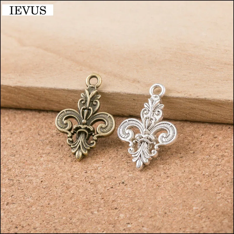 

Hot selling 20 Pieces/Lot 25mm*16mm antique bronze or silver plated fleur de lis charm French national flower for jewelry making