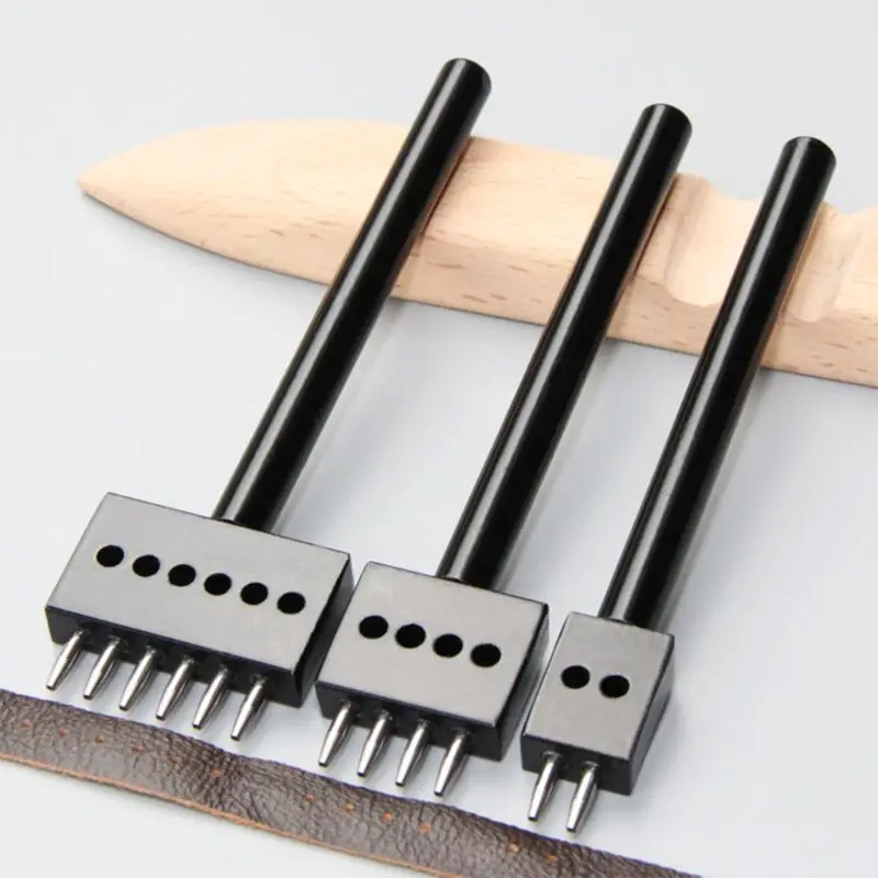 

Wholesale 4mm Leather Hole Tool Leather Craft 1mm Diameter Hole Punches Tools Round Row Punches Drilling Tools 2/4/6 Prong May06
