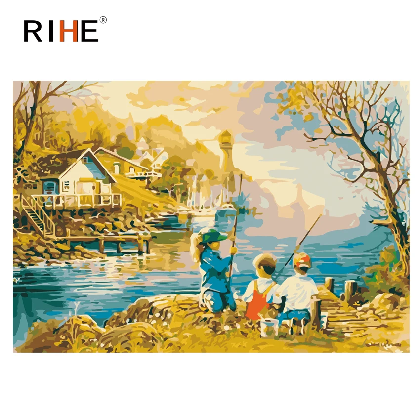 RIHE Kids Fishing Diy Painting By Numbers River Oil Painting On Canvas Hand Painted Cuadros Decoracion Acrylic Paint Home Decor
RIHE Kids Fishing Diy Painting By Numbers River Oil Painting On Canvas Hand Painted Cuadros Decoracion Acrylic Paint Home Decor