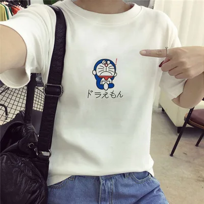 Японская аниме женская футболка 2019 новая Doraemon Летняя с коротким рукавом T Женские
