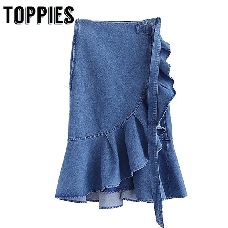 2019 Denim Skirts High Waist Ruffles Asymmetrical Skirts Belt Waist Lady Fashion Streetwear XD2316
2019 Denim Skirts High Waist Ruffles Asymmetrical Skirts Belt Waist Lady Fashion Streetwear XD2316