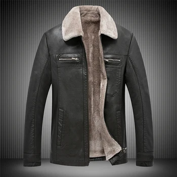 High Quality 2019 Winter Leather Bomber Jacket Men Warm Thicken Fleece Zipper Green Coats Men Faux motorcycle Leather 4XL 1807 
High Quality 2019 Winter Leather Bomber Jacket Men Warm Thicken Fleece Zipper Green Coats Men Faux motorcycle Leather 4XL 1807