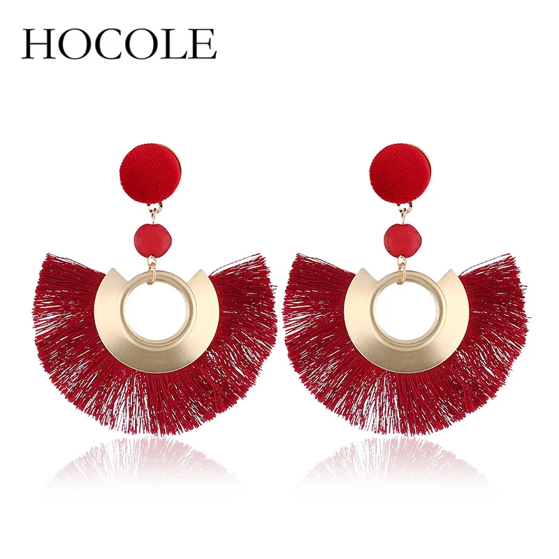 HOCOLE Boho Style Red Black Green Big Sector Tassel Earrings Hot Sale Wedding Jewelry New Charm Dangle Drop Earring for Women
HOCOLE Boho Style Red Black Green Big Sector Tassel Earrings Hot Sale Wedding Jewelry New Charm Dangle Drop Earring for Women