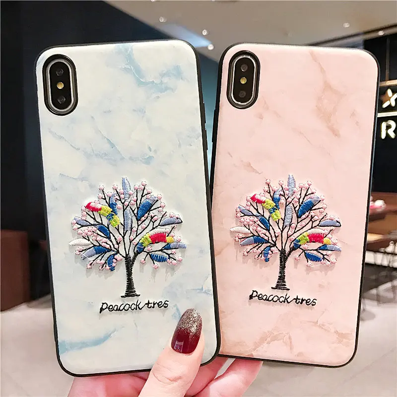 Luxury 3d Embroidery peacock tree phone case for Iphone 6 6S 7 8 Plus X XR XS MAX silicone soft phone back cover fundas capa
Luxury 3d Embroidery peacock tree phone case for Iphone 6 6S 7 8 Plus X XR XS MAX silicone soft phone back cover fundas capa