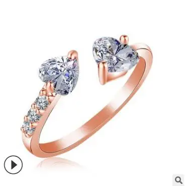 Unique Colorful Crystal Rhinestone Double Heart Open Ring Silver Golden Color Elegant Love Forever Finger Ring For Lovers Gifts
Unique Colorful Crystal Rhinestone Double Heart Open Ring Silver Golden Color Elegant Love Forever Finger Ring For Lovers Gifts