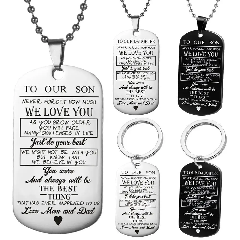 

To My Son Daughter NecklacesI Want You To Believe Love Dad Mom Pendant Family Necklace Stainless Steel Jewelry for 2019