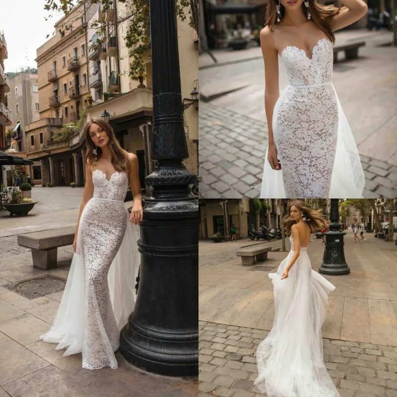 2019 Mermaid Wedding Dresses Sexy V Neck Backless Lace Beach Bridal Gowns Detachable Train Wedding Dress Vestido De Novia
2019 Mermaid Wedding Dresses Sexy V Neck Backless Lace Beach Bridal Gowns Detachable Train Wedding Dress Vestido De Novia