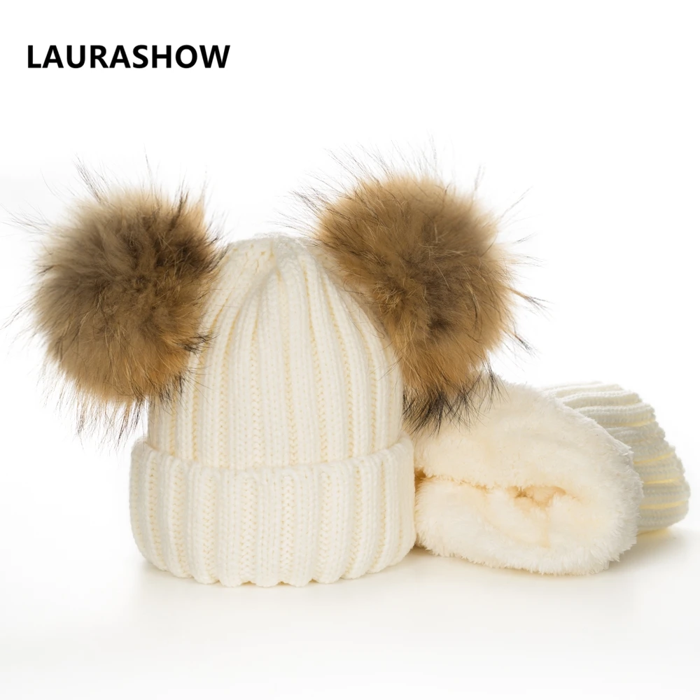 LAURASHOW Baby Winter Real Mink Fur Ball Beanie Knit Hat Plus Velvet Kids Warm Raccoon Fur Pom Poms Skullies Beanies Wool Cap
LAURASHOW Baby Winter Real Mink Fur Ball Beanie Knit Hat Plus Velvet Kids Warm Raccoon Fur Pom Poms Skullies Beanies Wool Cap