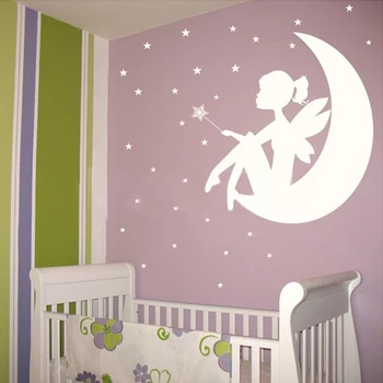 Fairy Little Girl On The Moon And Stars Vinyl Wall Decals Wall Sticker Wall Art Girls Kids Room Home Decor Size 55 x 64cm
Fairy Little Girl On The Moon And Stars Vinyl Wall Decals Wall Sticker Wall Art Girls Kids Room Home Decor Size 55 x 64cm