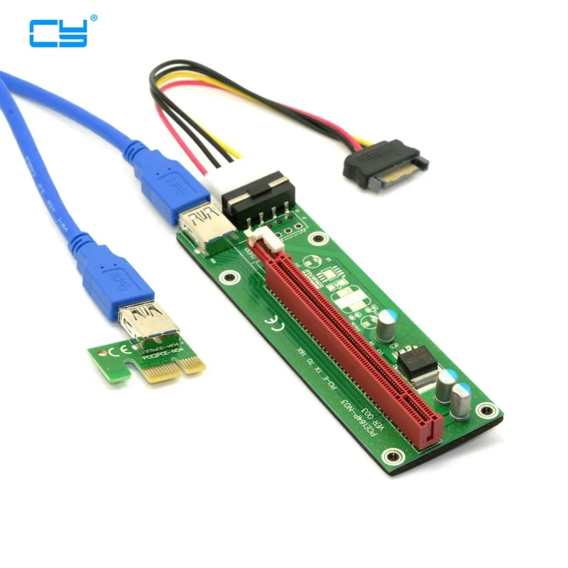 Удлинитель PCI-E 1x до 16x для майнинговой машины, увеличивающий переходник с кабелем питания USB 3,0 и SATA
Удлинитель PCI-E 1x до 16x для майнинговой машины, увеличивающий переходник с кабелем питания USB 3,0 и SATA