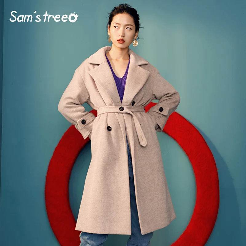 Samstree Solid Wide Waisted Minimalist Style Wool Coat Women 2019 Autumn Winter Double Breasted Pure Office Ladies Trench Coats
Samstree Solid Wide Waisted Minimalist Style Wool Coat Women 2019 Autumn Winter Double Breasted Pure Office Ladies Trench Coats