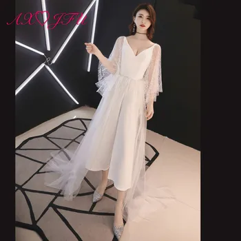 AXJFU Luxury princess white lace trousers evening dress vintage sexy v neck white zipper evening dress 100% real photo
AXJFU Luxury princess white lace trousers evening dress vintage sexy v neck white zipper evening dress 100% real photo