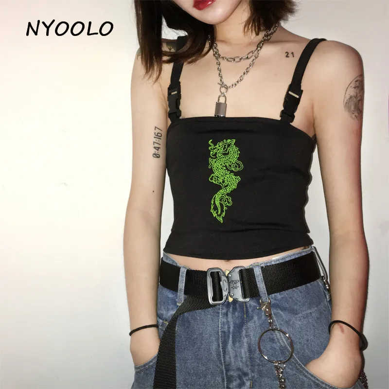 NYOOLO Summer streetwear Dragon Embroidery Strap sleeveless Solid Bralette Crop Top Sexy Camisole women clothing Tank Top Vests
NYOOLO Summer streetwear Dragon Embroidery Strap sleeveless Solid Bralette Crop Top Sexy Camisole women clothing Tank Top Vests