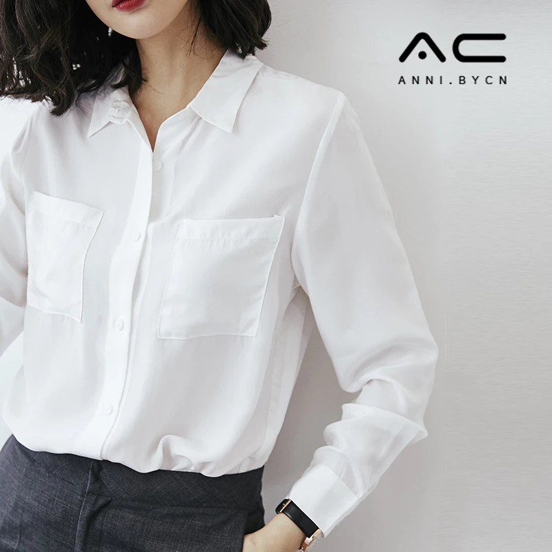 Shirt lady 2019 new spring fashion loose temperament days silk white long sleeve double pocket casual professional shirt
Shirt lady 2019 new spring fashion loose temperament days silk white long sleeve double pocket casual professional shirt